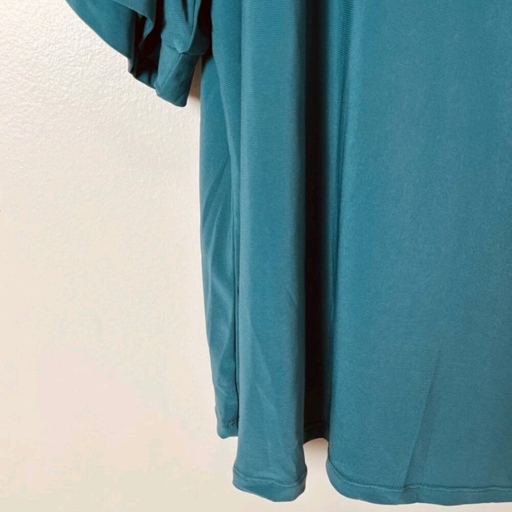 Carmen Marc Valvo Teal Balloon Sleeve Blouse Plus 3X NWT - Picture 5 of 11